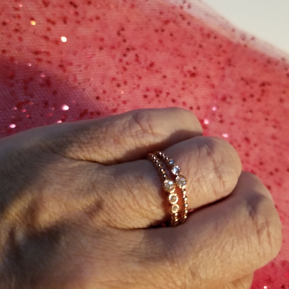 Rose Gold Color Beaded Sterling Silver w/CZ Stones - Picture 3 of 6